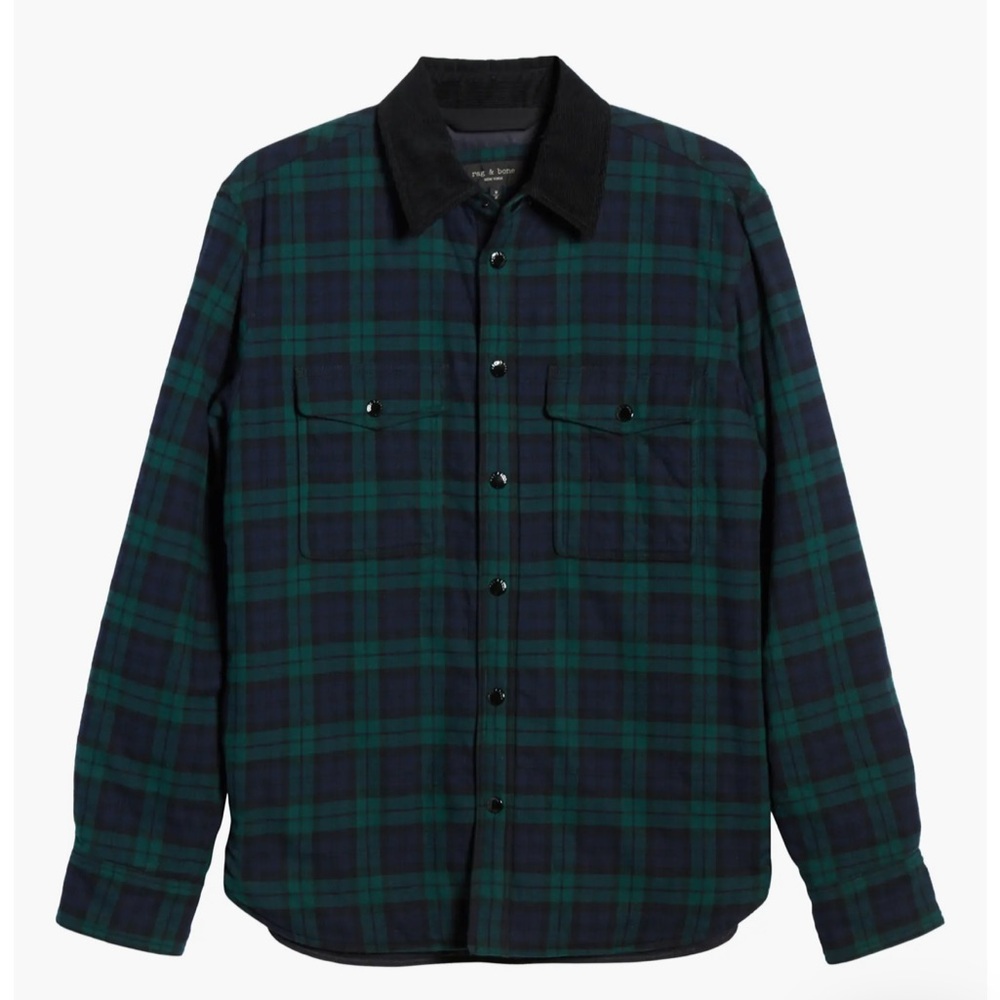 rag & bone Green and Blue Plaid Shirt Jacket